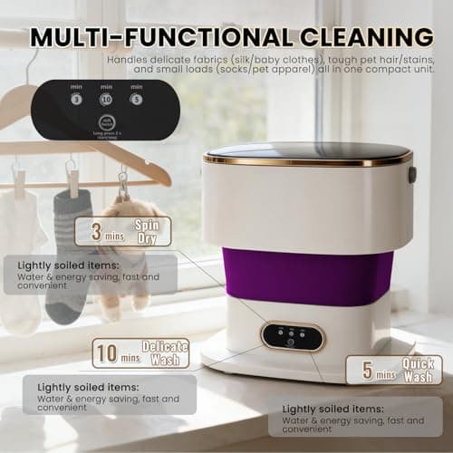 Portable Washing Machine Mini Washer for Apartments - Compact, Foldable Countertop Clothes Washer & Dryer Combo, Small Lavadora Portatil, Handheld Laundry Machine (Purple)