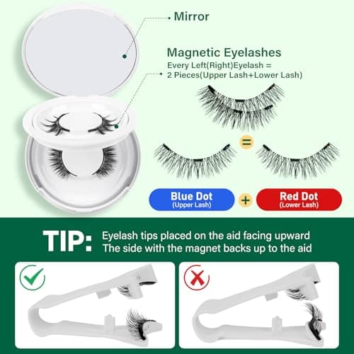 KEYYOU Daily Wear Reusable Magnetic Eyelashes 2 Pair with Applicator No Glue Needed 3D Natural Magnetic Lashes, Easy to Apply & Long Lasting for Daily Use & Events(A01+A02) — view 2