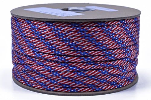 Bored Paracord - 1', 10', 25', 50', 100' Hanks & 250', 1000' Spools of Parachute 550 Cord Type III 7 Strand Paracord Well Over 300 Colors - Stars and Stripes - 100 Feet
