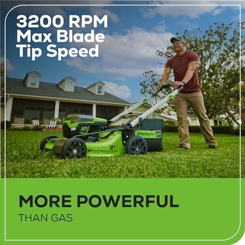 Greenworks 60V 21" Brushless (Self-Propelled) Cordless Lawn Mower, 2 x 4.0Ah Batteries (3/4 Acre, Rapid Charger, 4-in-1, LED Lights, IPX4) — view 3