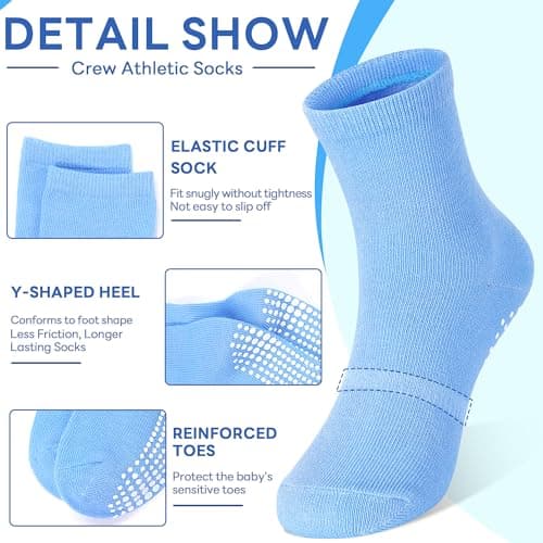 Tphon Kids Non Slip Toddler Boy Grip Socks 12 Pairs Anti Skid Sticky Socks for 1-3 Years Baby Children Girls