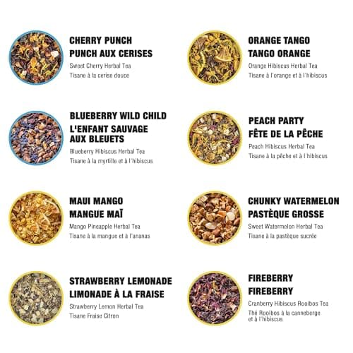 Tiesta Tea - Fruity Tea Sampler | 8 Exotic Loose Leaf Tea Blends - Caffeine Free Loose Leaf Tea Sampler | Assorted Fruit & Herbal Teas, Peach, Mango, Cherry - 8 Resealable Sample Pouches — view 3