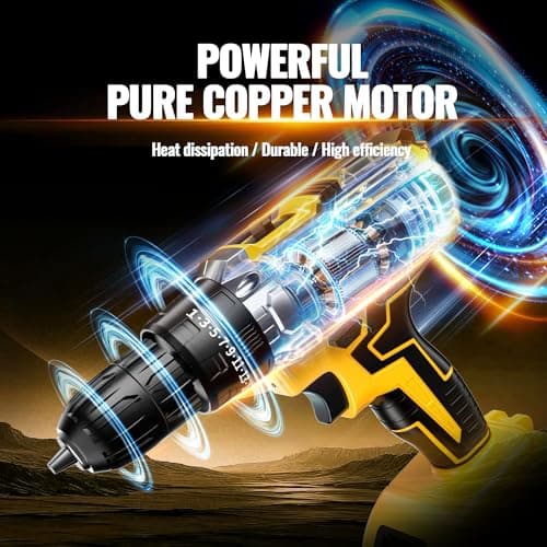 21V Cordless Drill Driver: 3/8" Keyless Chuck, Electric Power Drill Set with 2×Batteries, Drill and Driver Bits, 25+1 Torque for Screwdriving, Drilling into Wood/Plastic/Metal