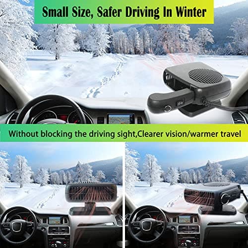 Car Heate,2026 New Upgraded Portable Car Heater for Vehicle, 12V Car Heater Portable, Portable Heater for Car, 360° Rotatable Car Defroster Windshield Heater (Black） — view 3