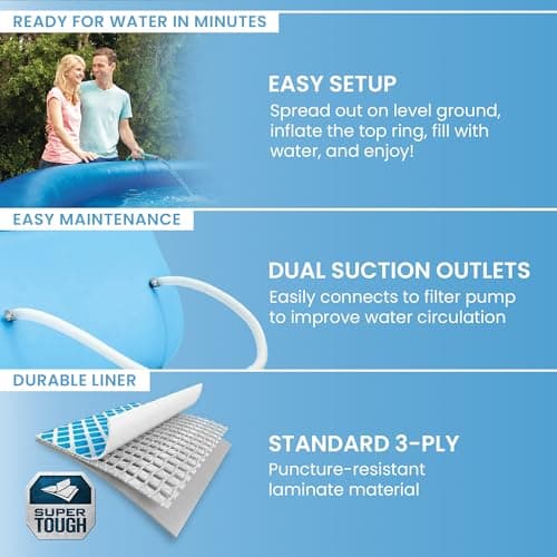INTEX Easy Set 18 ft x 48in Above Ground Pool Set, Round Inflatable Swimming Pool with 1500 GPH Cartridge Filter Pump, Ladder, Cover, & Ground Cloth — view 4