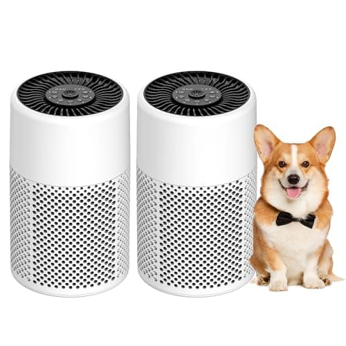 CHIVALZ Air Purifiers for Smoke, 2 Pack HEPA Air Purifiers for Bedroom Home, Small Air Purifier Removes Dust, Pet Dander, Wildfire Smoke, 99.97% Filtration, Fragrance Sponge, 24dB Quiet, White