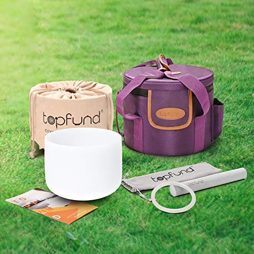TOPFUND 440 Hz Perfect Pitch F Note Crystal Singing Bowl Heart Chakra 10 inch with Heavy Duty Carrying Case — view 4