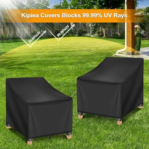 Kipiea 500D Patio Chair Covers Waterproof Winter - 2 Pack Lawn Outdoor Furniture Chair Covers with Anti UV and No Tears, No Fading (35"W x 38"D x 31"H) — view 6