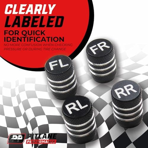 Tire Valve Stem Caps Set of 8 Laser-Engraved Aluminum Car Tire Caps