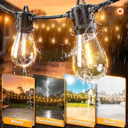 addlon 50FT LED Outdoor String Lights Waterproof Patio Lights with 16+1 Edison Shatterproof Bulbs, Commercial Grade Weatherproof Strand, ETL Listed Decorative for Garden or Patio — view 3