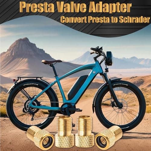 MEAJOO 2PCS Brass Presta Valve Adapter, Convert Presta to Schrader Adaptor, Inflate Tire Using Standard Pump or Air Compressor for Bikes, Motocycle and Cars(Reticulated Grain Style) — view 3