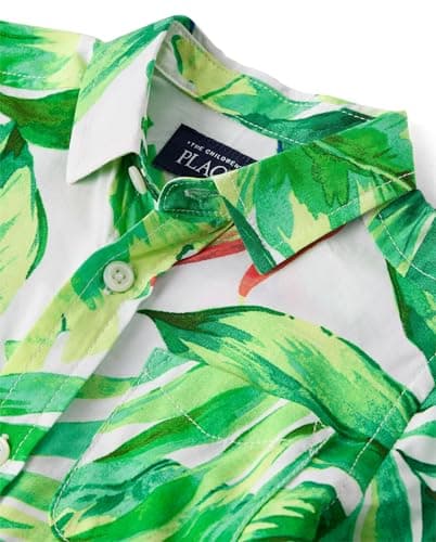 The Children's Place,Baby Boys,and Toddler Poplin Short Sleeve Button Down Shirt,Applemint,6 Months,9 Months