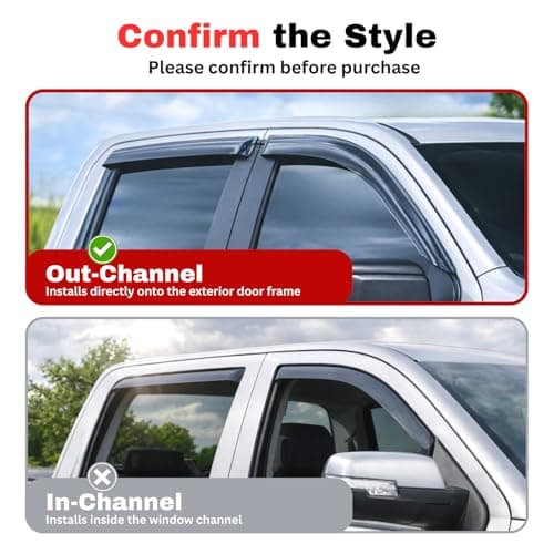 KPY Rain Guards Fit for 2009-2018 RAM 1500 Crew Cab, Out-Channel Window Visors Vent Deflectors 4PC, Truck Accessories for 2019-2024 RAM 1500 Classic, 2010-2025 RAM 2500 3500 (Mega & Crew Cab) — view 3
