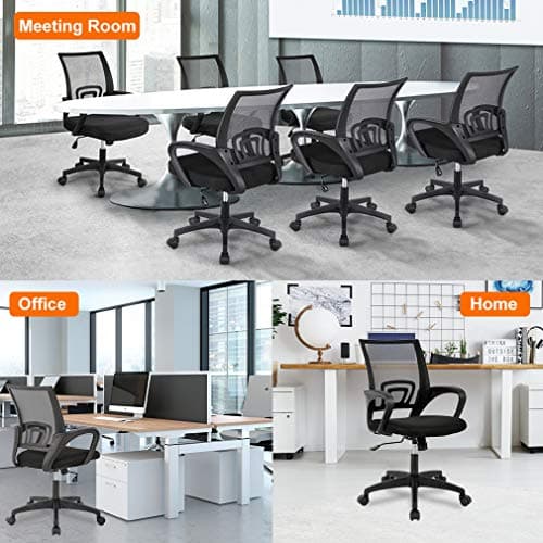 BestOffice Home Office Chair Ergonomic Desk Chair Mesh Computer Chair with Lumbar Support Armrest Executive Rolling Swivel Adjustable Mid Back Task Chair for Women Adults, Black (Black) — view 6