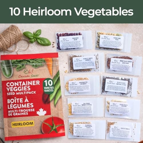 10 Heirloom Vegetable Seed Varieties – Seeds for Planting in Canada, Home and Survival Garden Plant Seeds, Graines de Jardin Canadian Variety Pack Kit — view 2