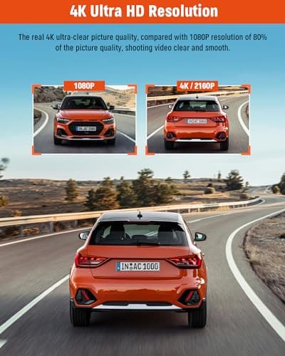 3 Channel Dash Camera, Dash Cam Front and Rear Inside, 4K UHD 170 Deg Wide Angle Dashboard Camera with 32GB SD Card, Built in IR Night Vision,Loop Recording,24H Parking Monitor, Accident Lock — view 4