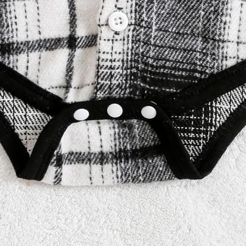 LUJENGEFA Baby Boy Outfits Tracksuit Plaid Button Down Hoodie Tops Pants Trousers Jogger Toddler 2Pcs Clothes Set Black 6-12 months — view 4