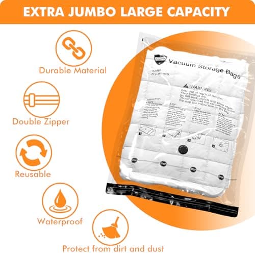 GONGSHI Vacuum Storage Bags (3 x Jumbo, 3 x Large, 3 x Medium, 3 x Small), Space Saver Sealer Compression Bags with Travel Hand Pump