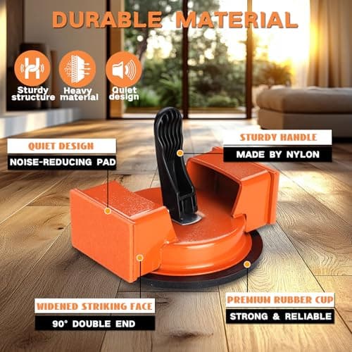 REXBETI Floor Gap Fixer Tool, Plank Gap Repair Kit, Heavy Duty Suction Cup Laminate Flooring Tool, Double Widened Striking Face, 10pcs Sticky Pads for Fixer Laminate/Vinyl Flooring/Hardwood — view 2