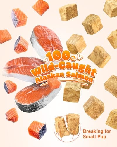 Pawaura Freeze Dried Salmon Dog Treats – 100% Wild-Caught, Whole-Cut Large Pieces – High-Protein, Low-Calorie, Omega-5 for Skin & Coat – Grain-Free, All-Natural – for All Dogs(4oz) — view 2