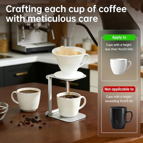 AuSonic Foldable Pour Over Coffee Maker Stand, Aluminum Portable Electric Espresso Machine Stand Compatible with Outin, Portable Coffee Makers, General Funnels Sliver — view 2