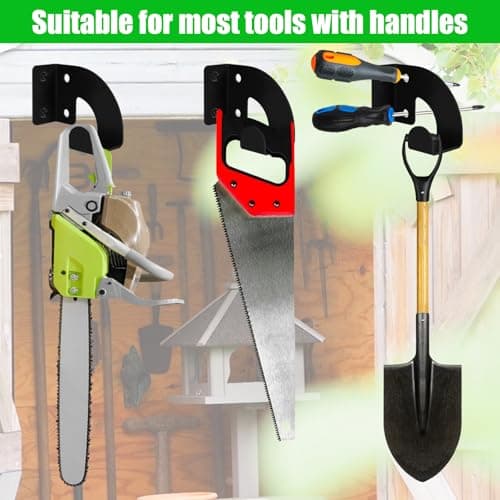 Ertuohg Chainsaw Hanger, Heavy Duty Chainsaw Wall Mount Holder, Organizer Mounted Chainsaw Rack, Chain Saw Hanger for Garden, Garage, Workshop, Black Metal — view 4