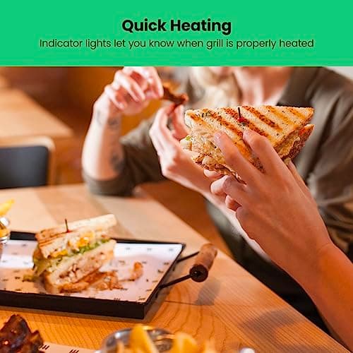 Chefman Electric Panini Press Grill and Gourmet Sandwich Maker w/ Non-Stick Coated Plates, Opens 180 Degrees to Fit Any Type or Size Food, Dishwasher Safe Removable Drip Tray, Stainless Steel/Black — view 6