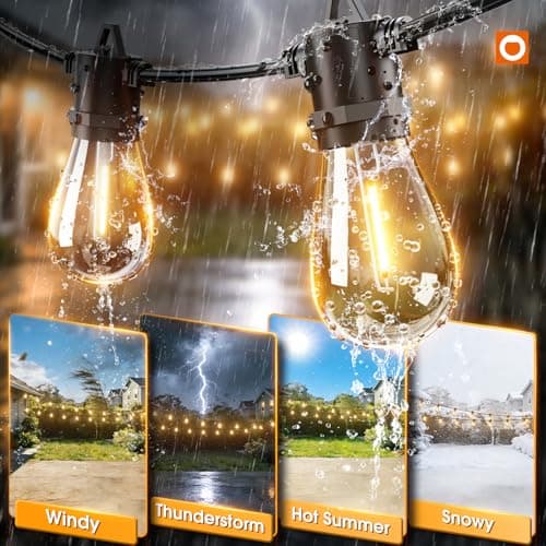 addlon 54FT(48+6) Solar String Lights Outdoor Waterproof with Remote&USB Port Solar Patio Lights Long Last for 20+Hrs, 3 Light Modes, Dimmable Solar Lights for Outside Backyard Party — view 3