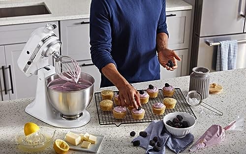 KitchenAid Classic Series 4.5 Quart Tilt-Head Stand Mixer K45SS, White — view 3