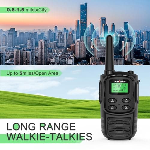 Walkie Talkies Long Range for Adult, MT10 Rechargeable Walkie Talkies FRS Two Way Radio, NOAA, 1200mAh Li-ion Battery USB-C Cable, LED Flashlight, VOX Walkie Talkie for Hiking Camping 2Pack — view 3