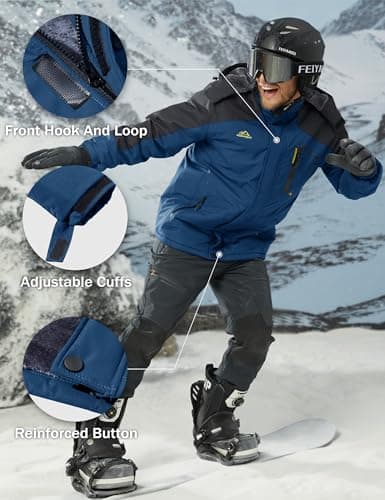 MAGCOMSEN Ski Jacket Men Water Resistant Snow Jackets for Men Rain Coat Fleece Lined Jacket with Pockets Denim Blue XL — view 5