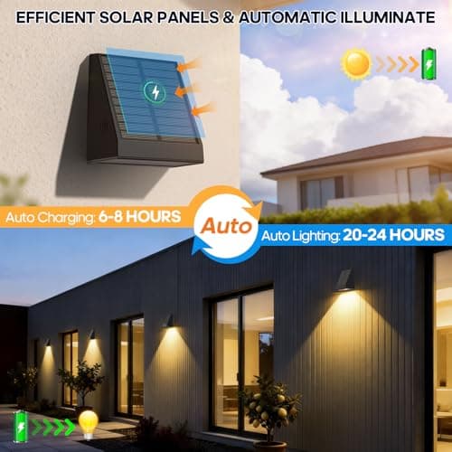 Soiarllt 2 Pack Solar Wall Sconces Outdoor, Solar Lights Outdoor for Deck Patio Fence Garage Door Dawn Lighting Wall Sconce IP65 Waterproof — view 4