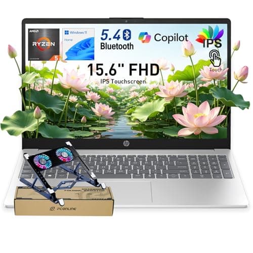 HP FHD IPS Touchscreen 15.6" Anti-Glare 300 nits Laptop, AMD Ryzen 7520U CPU, 1TB SSD, Webcam w/Shutter, AI Noise Reduction, Microsoft Copilot, Win11 Home, w/Laptop Cooler, Silver