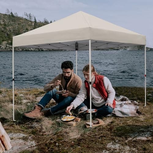 Canopy Tent 10X10 FT,Heavy Duty Sun Instant Shelter w/Adjustable Straight Leg Heights,Portable Pop Up Gazebo,Outdoor Patio Tents for Commercial,Camping,Garden,Beige — view 5