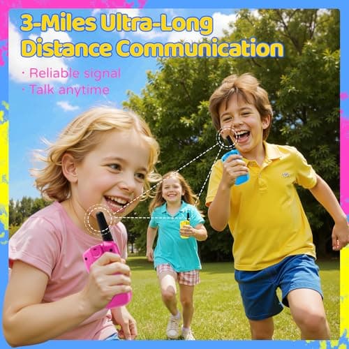 Rechargeable Walkie Talkies for Kids Games Outdoor Toys for 3-12 Year Old Boys Girls, 3 Miles Range Walkie Talkie to Camping, 4 Year Old Girl Gifts for 3 4 5 6 7 8 9 Year Old Boy Girl Gift — view 3