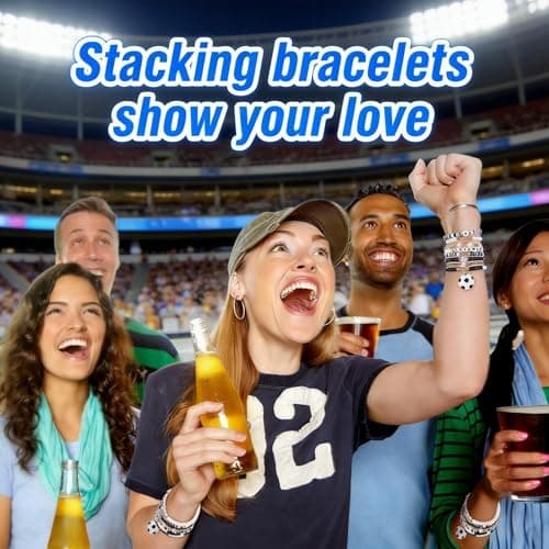 GlobalDecor Soccer Bracelet, Sports Bracelets for Women | 8Pcs Stackable Stretch Bracelets, 2026 Soccer Fan Gear, 2026 World Cup Decor & Football Party Supplies for Game Day, Soccer Mom & Team Gifts — view 4