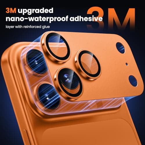 WSKEN for iPhone 17 Pro Max Camera Lens Protector - [Military Grade Shatterproof] [Strong Adhesion] Metal Aluminum Alloy Tempered Glass Camera Screen Protector, Orange Titanium — view 2