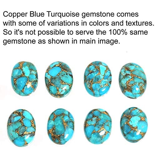 JEWELOPORIUM Copper Blue Turquoise Silver Ring Size 7, 925 Sterling Silver Ring for Women, Oval Gemstone Handmade Jewelry — view 4
