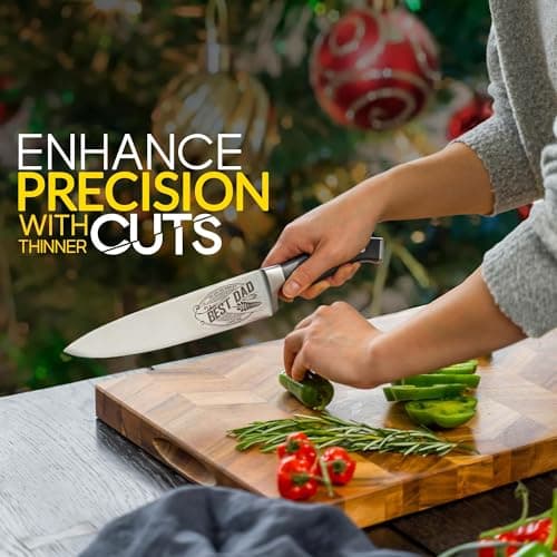 CUTLINX Birthday Gift BEST DAD - Premium Chef Knife Gift - 8 in. Stainless Carbon Steel Kitchen Knive w/Pakka Wood Handle - Father's Day, Christmas, Housewarming, Anniversary, Holiday Gifts — view 4