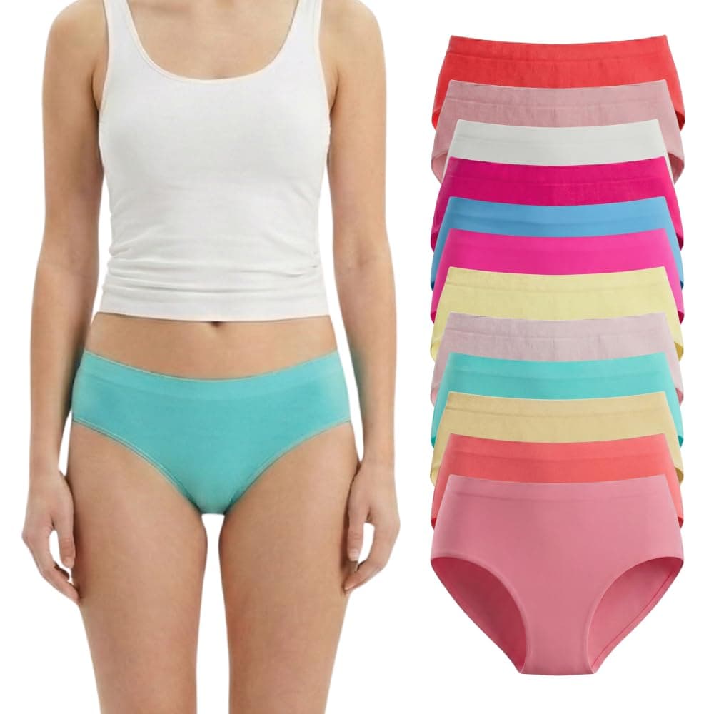 idolika - Pack 12 - Braguitas niña - Bragas niña - Sin Costuras y elasticas - Desde 2 a 16 años