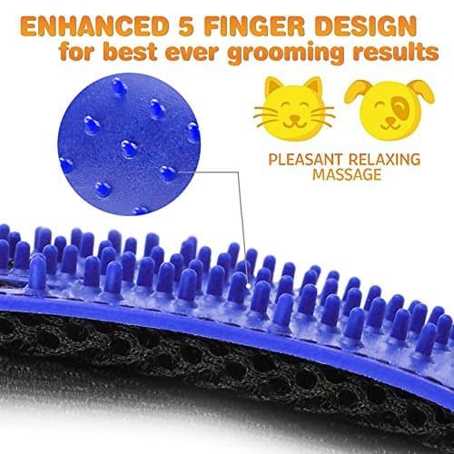Pet Grooming Glove,Gentle Deshedding Brush Glove Hair Remover Brush for Dogs,Cats & Horses with Long & Short Fur,Enhanced Five Finger Design -One Pair Left & Right — view 4