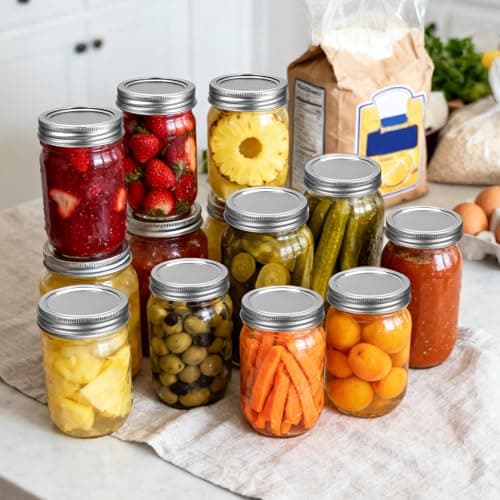 Palksky Stainless Steel Wide Mouth Canning Lids and Rings, Airtight/Rustproof Mason Jar Lids with Bands Set of 4 — view 5