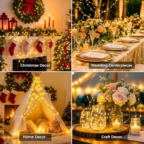 litogo Fairy Lights Battery Powered with 3 Modes, 7FT/2M 20LED Twinkle Lights Indoor, 6 Pack Waterproof Mini LED String Lights Battery Operated for Mason Jars Bedroom Party Wedding Decor, Warm White — view 6