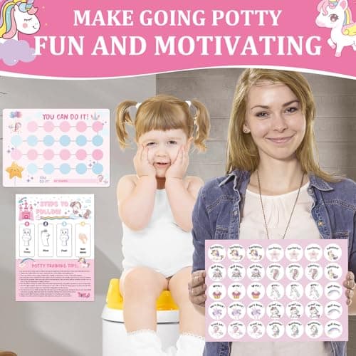 Unicorn Potty Training Chart for Toddler Girls - Potty Training Sticker Chart for Girls Potty with Sticker, Sticker Chart for Kids Potty Training Reward Chart, Kids Reward Chart — view 3