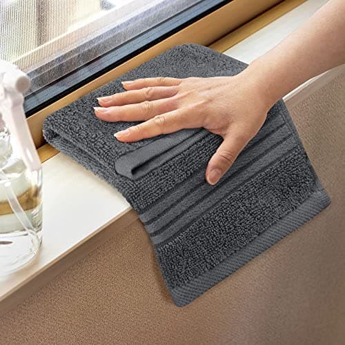 Utopia Towels 12 Pack Premium Wash Cloths Set, 12 by 12 Inches, 100% Cotton Ring Spun, Highly Absorbent and Soft Feel Washcloths for Bathroom, Spa, Gym, and Face, Grey — view 2