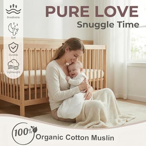 BSTOPPT 2 Pack Baby Sleep Sack 18-24 Months 100% Organic Cotton Muslin Baby Sleeping Bag 2-Way Zipper Wearable Blankets TOG 0.3 (White & Light Gray, X-Large) — view 3