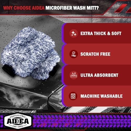 AIDEA Car Wash Mitt Microfiber, 1PK Wheel Cleaner Mitts, 7.12''X10.14'' — view 2