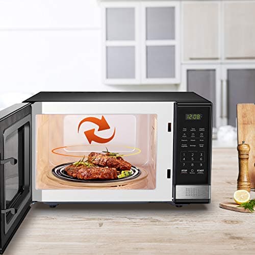 BLACK+DECKER EM031MB11 Digital Microwave Oven with Turntable Push-Button Door, Child Safety Lock, 1000W, 1.1cu.ft, Black & Stainless Steel, 1.1 Cu.ft — view 5