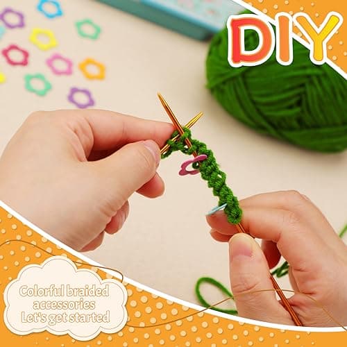 Jmuiiu Flower Metal Stitch Markers, 50Pcs Metal Colorful Crochet Stitch Markers for Knitting Crocheting Clothing Tag DIY Craft Project with Storage Box — view 5