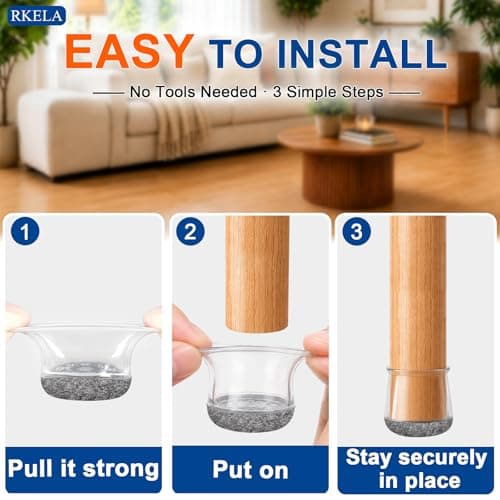 24 Pack Chair Leg Floor Protectors Round, Silicone Chair Leg Caps with Felt Pads, Furniture Pads for Hardwood Floors, Anti-Scratch Reduce Noise, Fit (8/16" to 15/16") — view 4